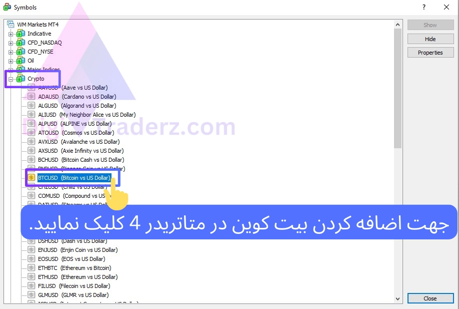 بیت کوین در متاتریدر 4