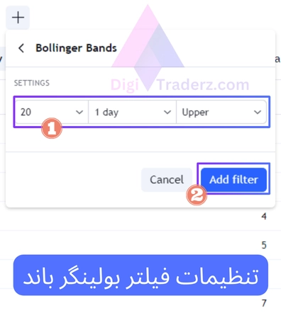 تنظیمات فیلتر بولینگر باند