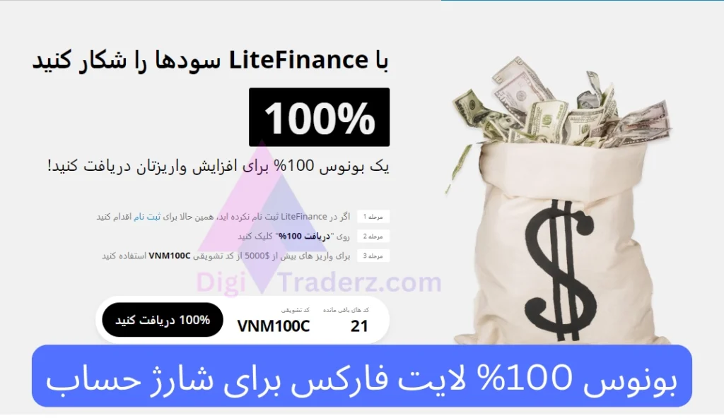  بونوس 100% لایت فارکس برای شارژ حساب