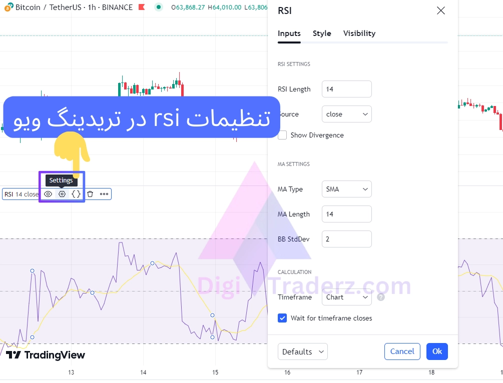 تنظیمات rsi در تریدینگ ویو