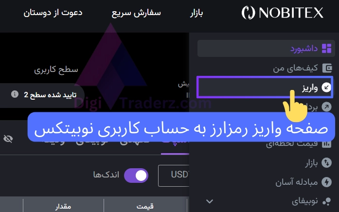 واریز رمزارز به حساب کاربری نوبیتکس