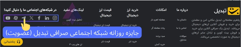 جایزه روزانه شبکه اجتماعی صرافی تبدیل