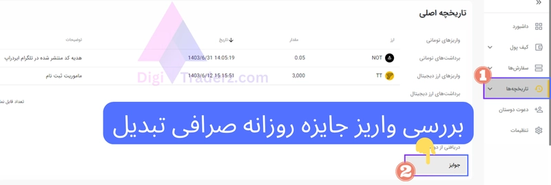 جایزه روزانه صرافی تبدیل