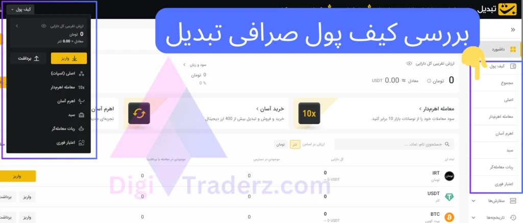 کیف پول صرافی تبدیل