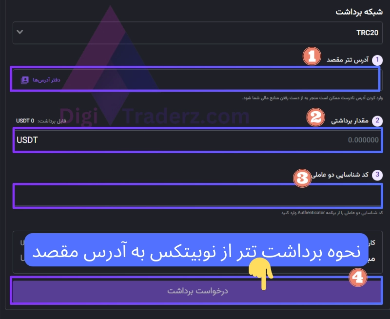 نحوه برداشت تتر از نوبیتکس 